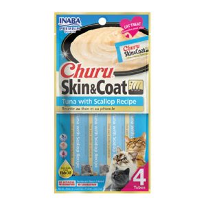 Churu Premio Cremoso Cuidado Piel y Pelo para Gato Todas las Edades Receta Atún con Escalopa 4 pzs