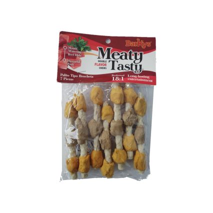 BARKYS - Premios Meaty Tasty Brochetas Para Perro Sabor Pollo Y Res 7 Pzs