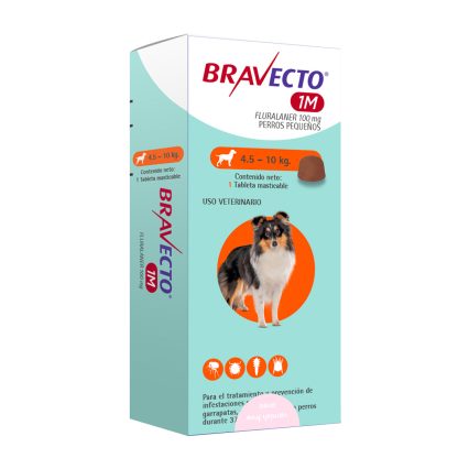 MSD BRAVECTO - Tableta Antipulgas Para Perro De 4.5 A 10 Kg 100 Mg 1 Mes de Protección