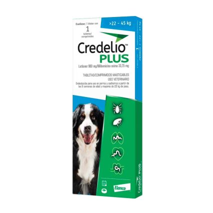 ELANCO - Credelio Plus Antiparasitario Para Perro De 22 A 45 Kg 1 Tab 900 Mg