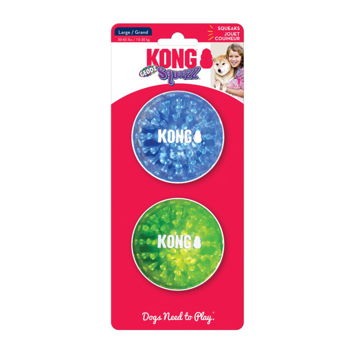 KONG - Juguete Pelotas Squeezz Geodz Para Perro 2 Pzas Gdes