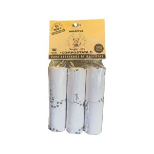 NAUGHTY DOG - Bolsas Compostables Para Heces de Perro 90 Pzas