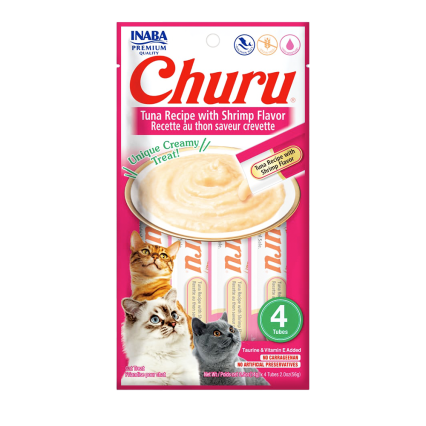 Churu Premio Cremoso Natural para Gato Todas las Etapas de Vida Receta Atún y Camarón 4pzs