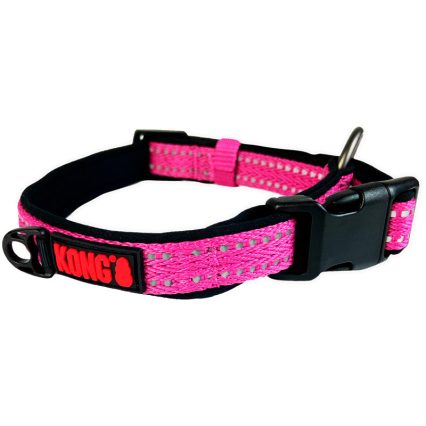 KONG Collar Suave Chico— Rosa · Ajustable y Reflectante para Perros