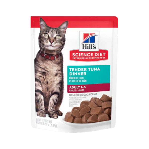 Hill's Science Diet Alimento Húmedo Gato Adulto Receta Atún Trocitos en Salsa 79 g